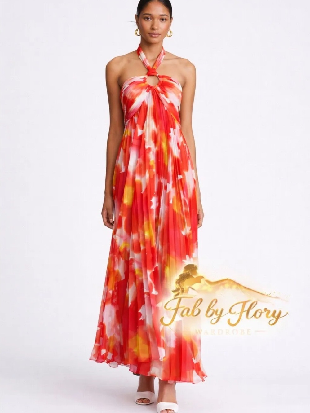 Halston 🌸 Jill Gown in Printed Chiffon | Please Note: Professionally Altered